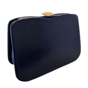 RARE! Mid Century Modern A KORO CREATION Midnight Blue Structured Leather Bag